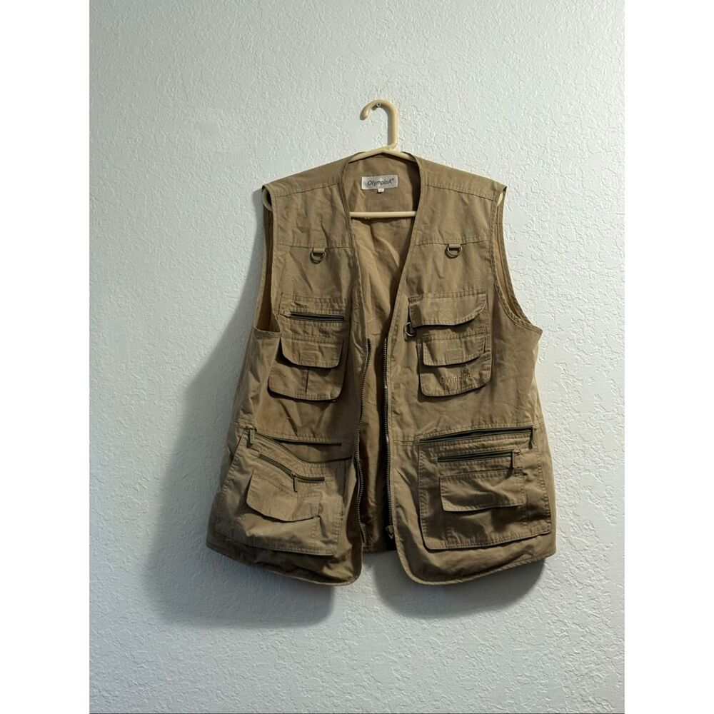 OlympinA Mens Large Fishing Hiking Photography Outdoor Vest Zip Flap Pockets 4x